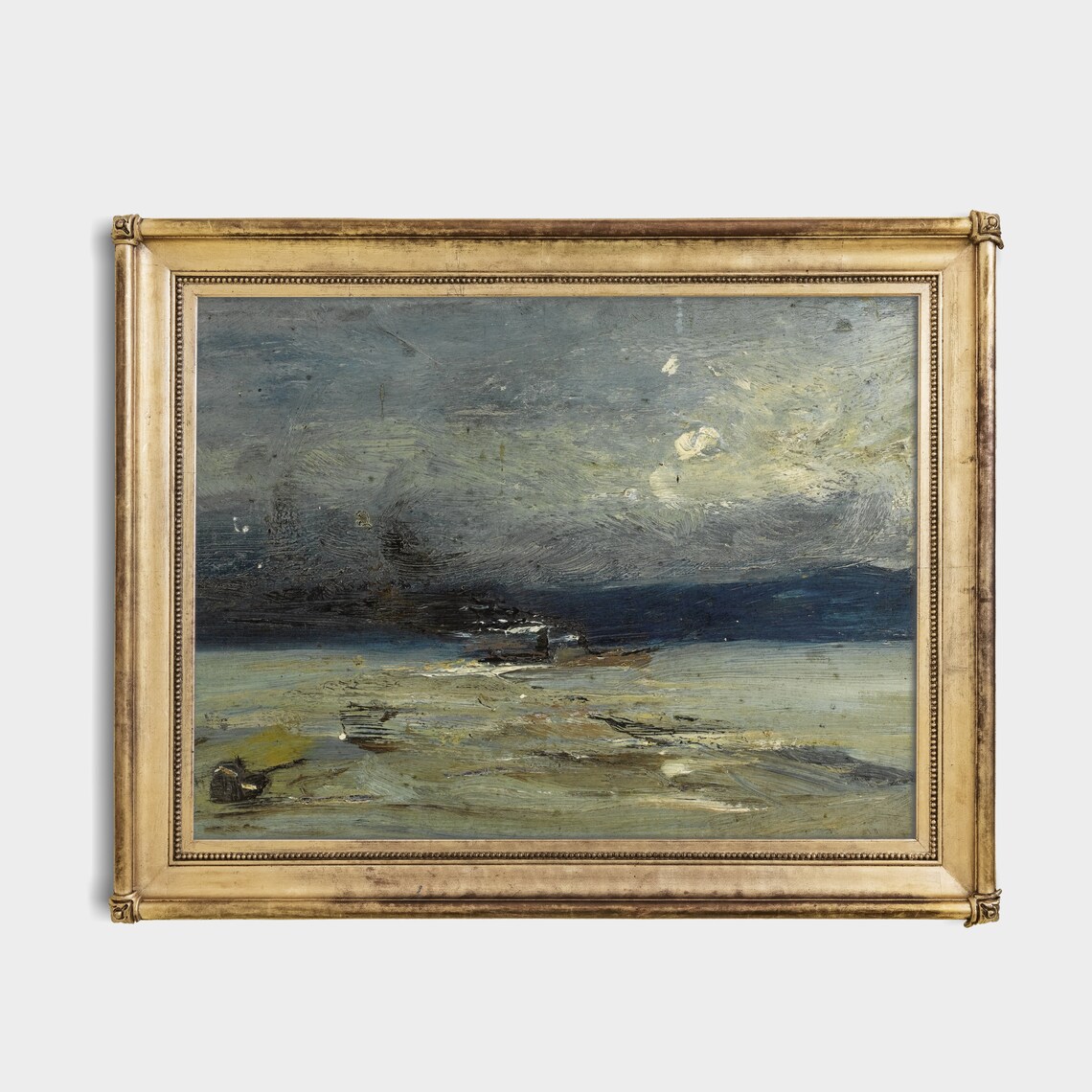 Moonlit Night Seascape with Dark Clouds and a Lone Boat Poster - Image 3