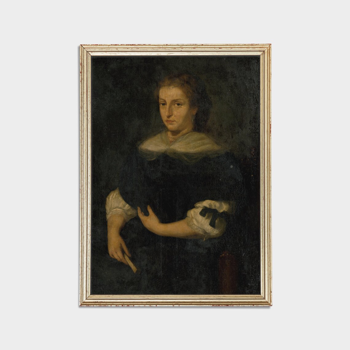 17th Century Woman Black Dress White Collar Antique Portrait Poster - Image 2