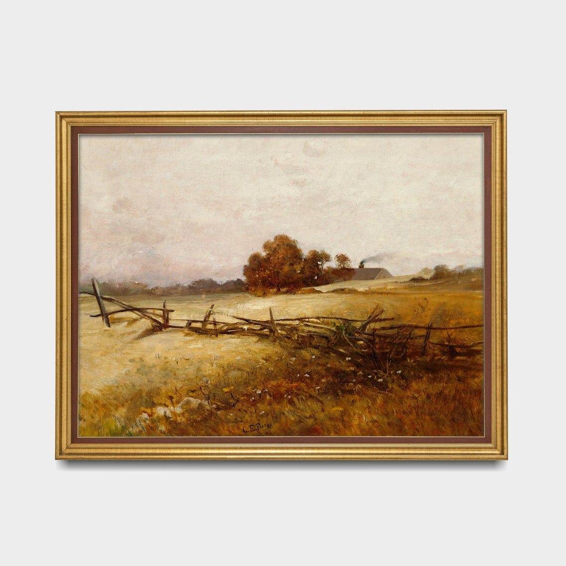 Autumn Countryside Landscape Vintage Fall Field Fence Poster - Image 3