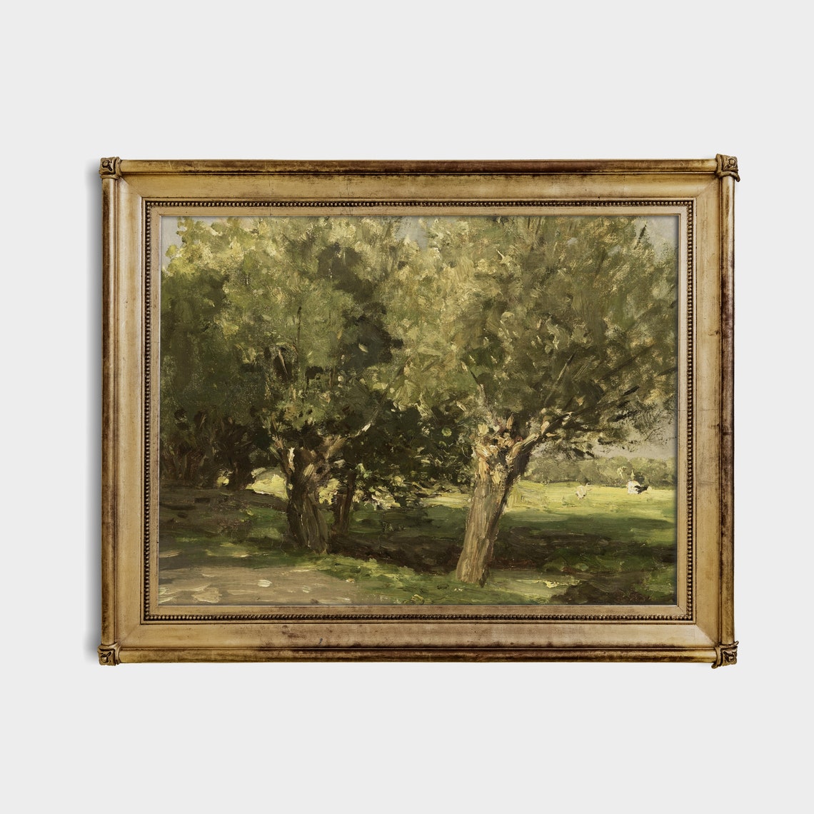 Old Willow Trees Over Sunlit Meadow Vintage Spring Landscape Poster - Image 3
