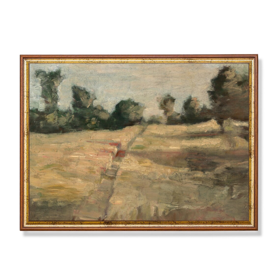 Earthy Abstract Field Landscape Loose Brush Vintage Painting Poster