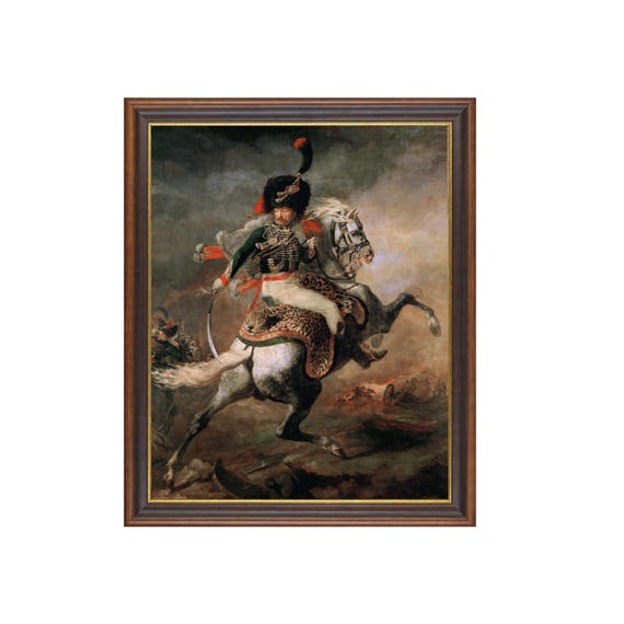 Printed And Shipped Vintage Horse Artwork Antique Equestrian Print Moody Rustic Art Physical Prints The Charging Chasseur