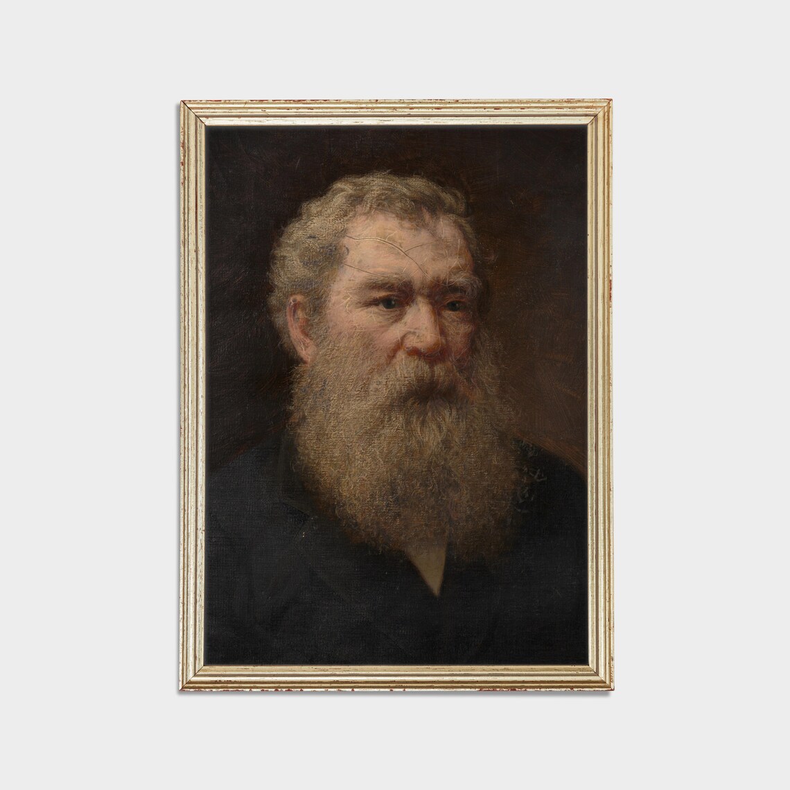 Bearded Gentleman Portrait Dark Background Antique Oil Painting Print - Image 2