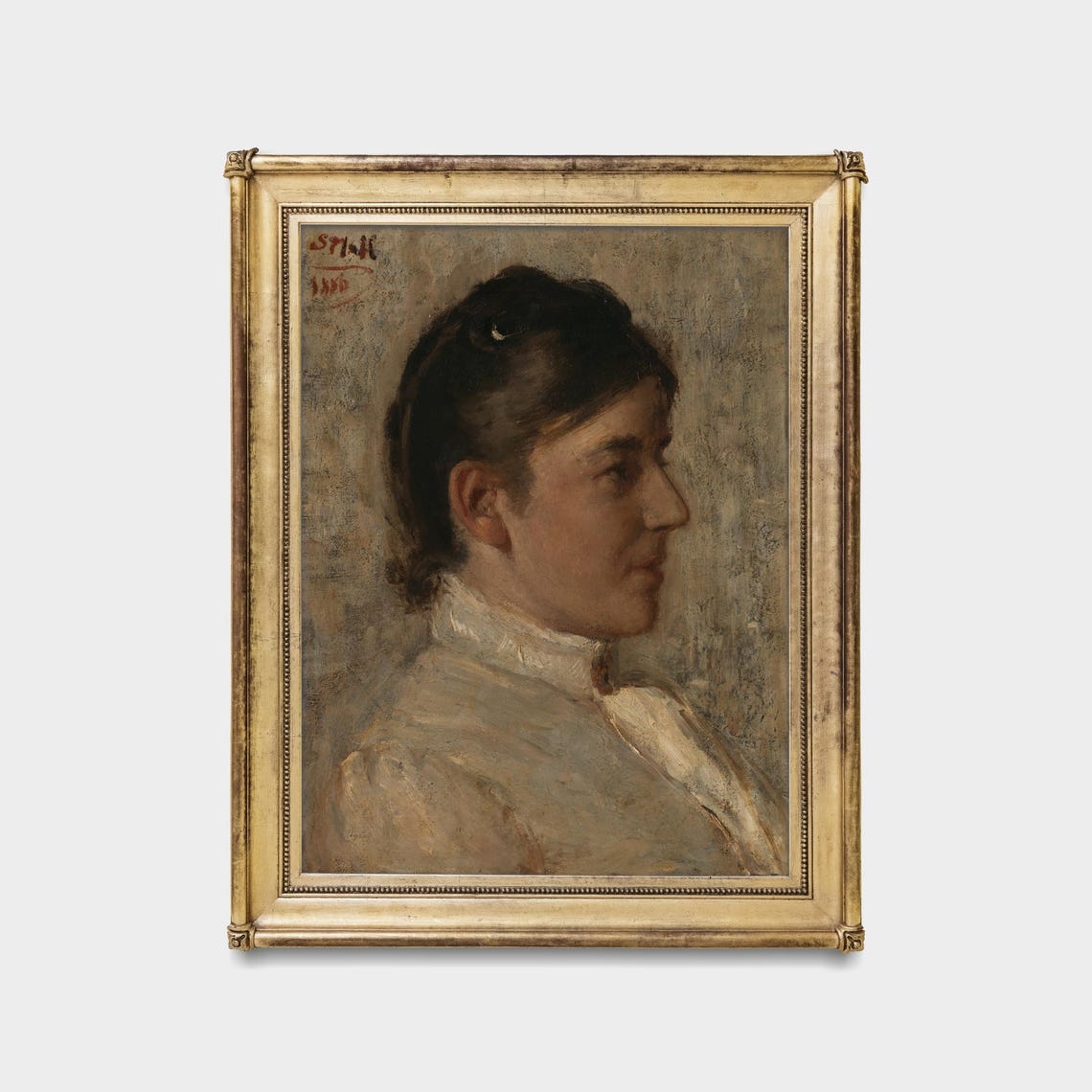 Young Woman in Profile Dated 1890 Classic Vintage Portrait Poster - Image 5