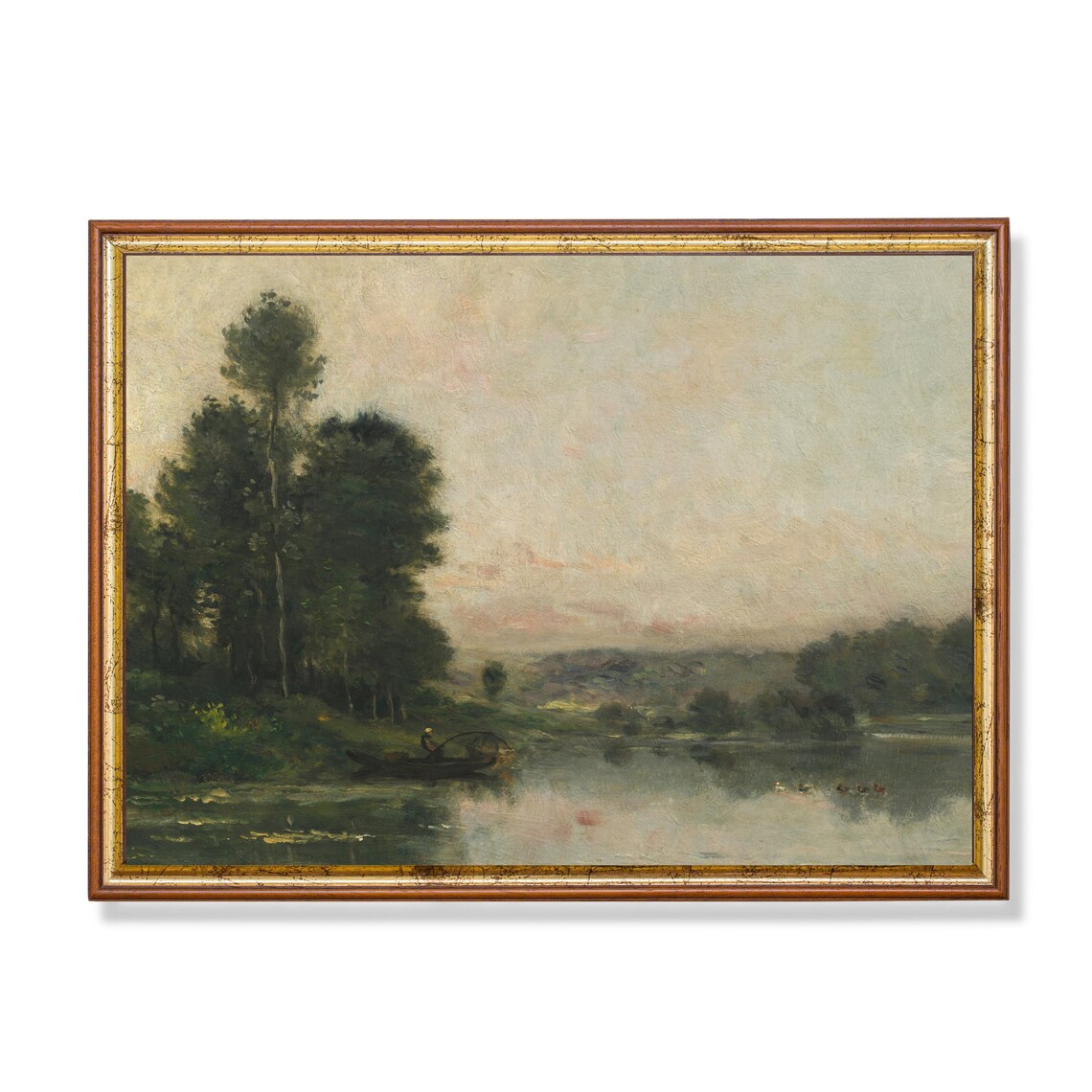 Vintage Country Riverscape, Rustic Landscape Print