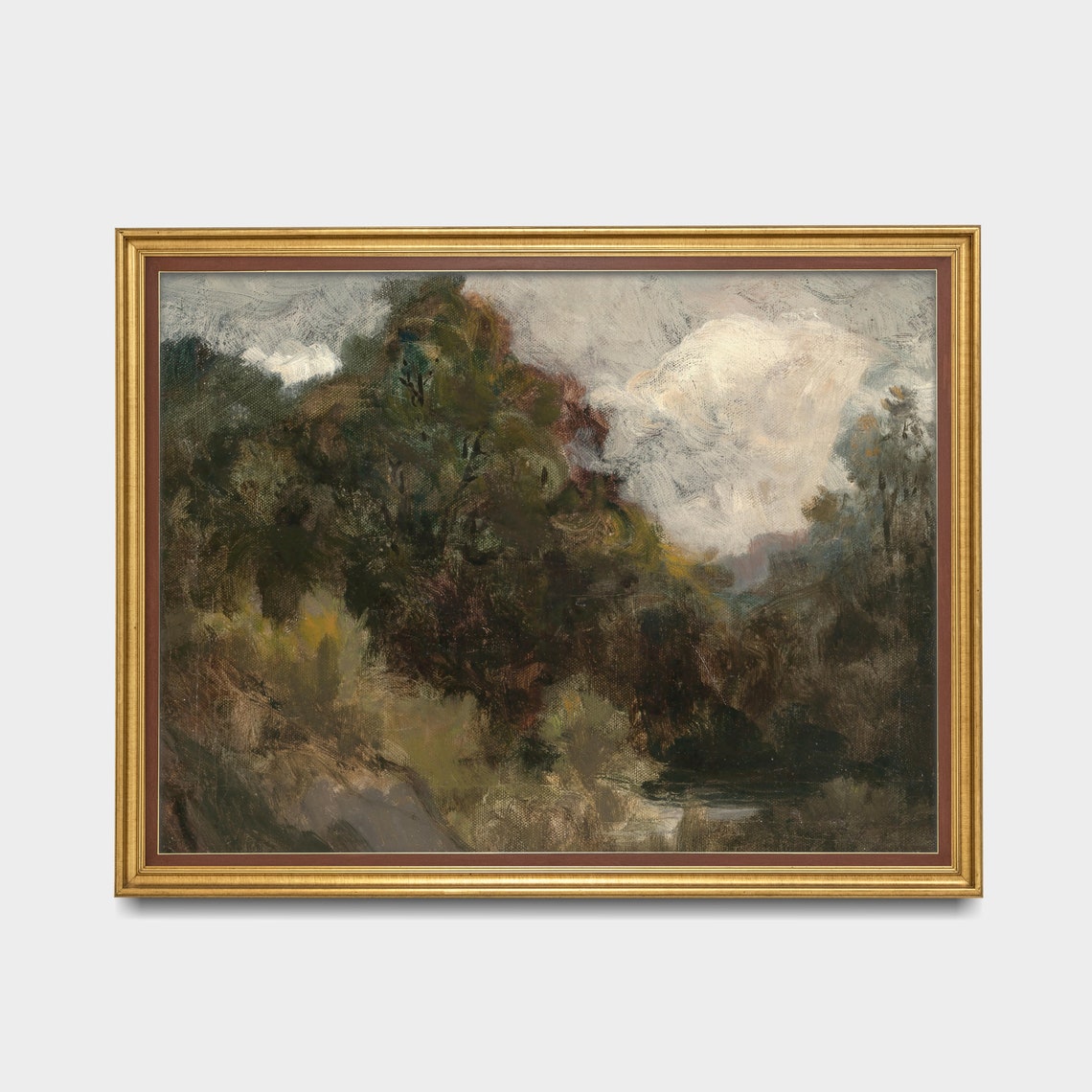 Dark Impressionistic Woodland Forest Oil Study Vintage Art Poster - Image 3