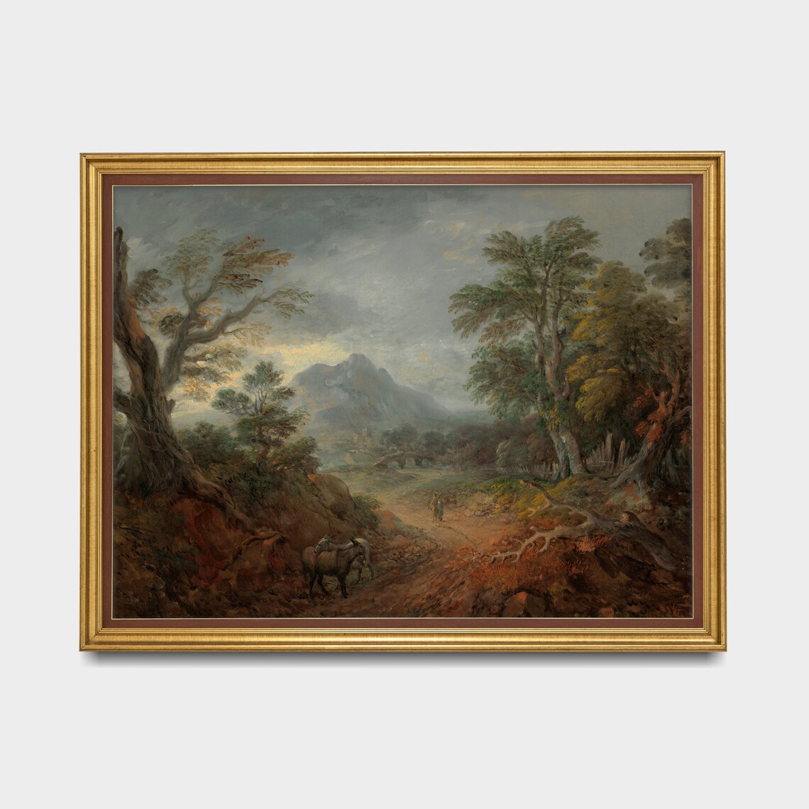 Misty Mountain Valley With Travelers Antique Romantic Landscape Poster - Image 5