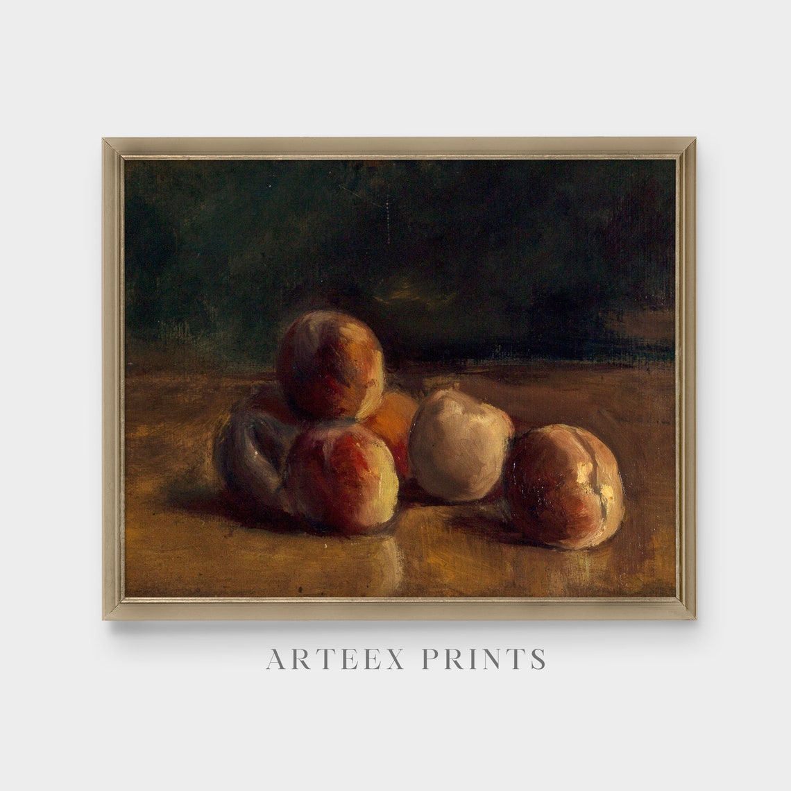Cluster of Peaches Loose Dark Impressionist Antique Still Life Poster - Image 5