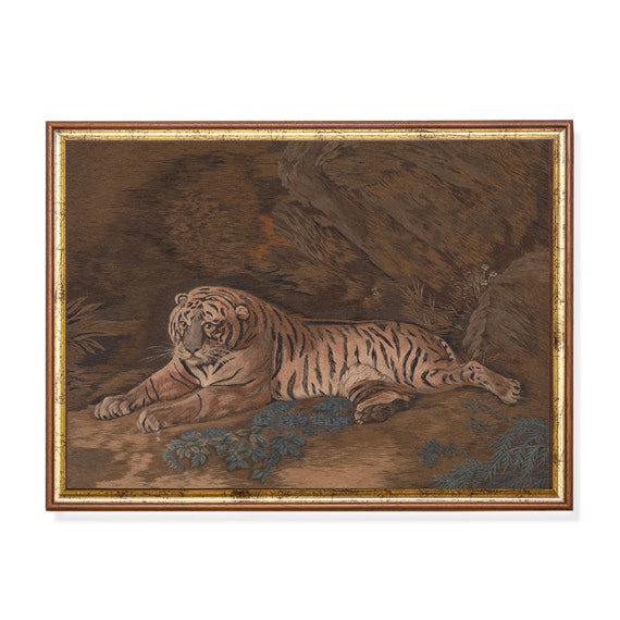 Printed And Shipped Tiger Painting Vintage Animal Print Moody Rustic Wall Decor Farmhouse Decor Antique Art Animal Lover Gift