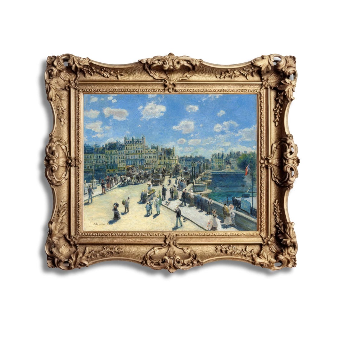 Renoir Pont Neuf Paris Crowded Bridge Impressionist Cityscape Poster - Image 2