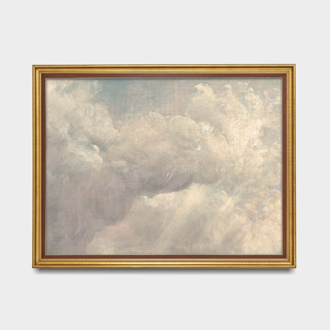 Vintage Cloud Study Antique Sky Painting Muted Neutral Decor Wall Art Farmhouse Decor Fine Art Print - Image 5