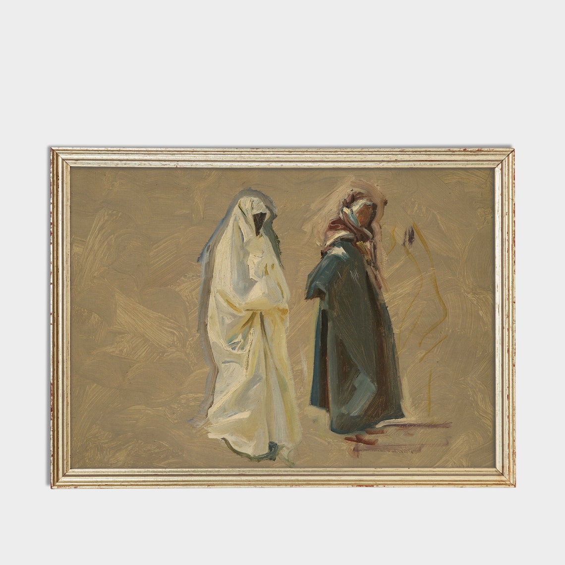 Two Robed Figures Impressionist Vintage Figure Study Painting Poster - Image 3
