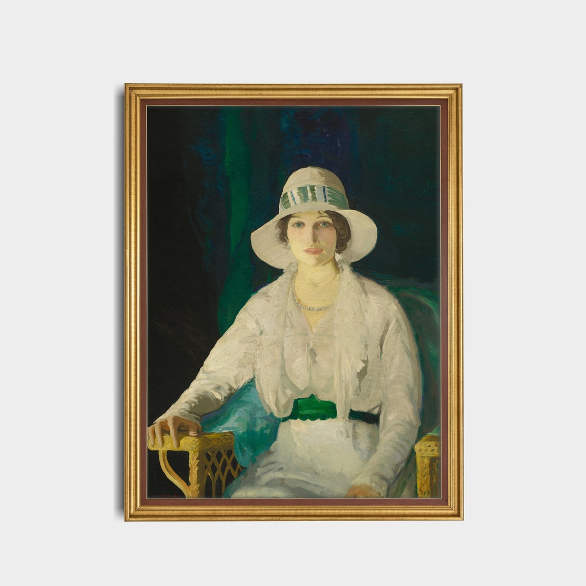 Elegant Woman in a Wide White Hat Antique Portrait Art Poster - Image 5