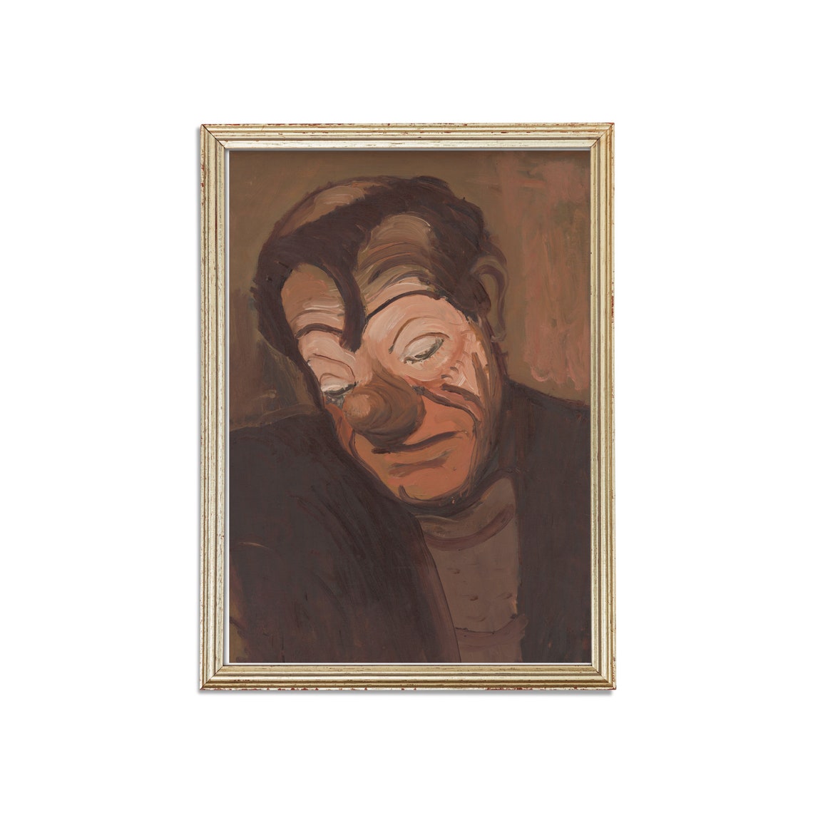 Expressionist Clown Head Bowed Vintage Portrait Painting Poster - Image 3