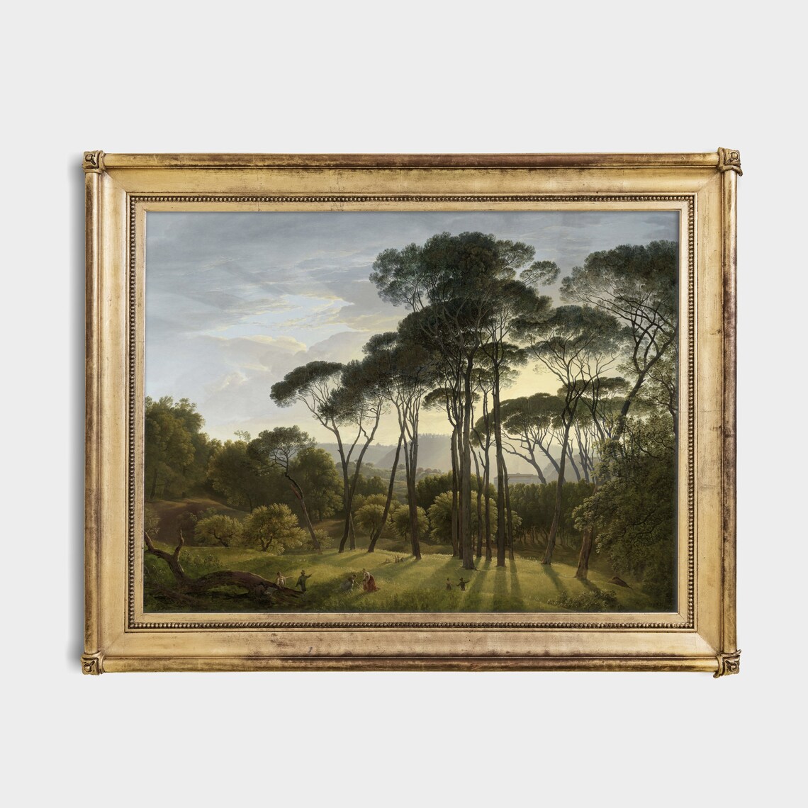 Italian Stone Pine Landscape Sunlit Meadow Vintage Oil Painting Poster - Image 2