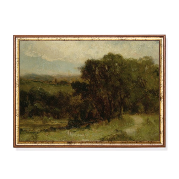Mailed Print Vintage Landscape Painting Antique Country Landscape Moody Rustic Fine Print Farmhouse Decor Printed And Shipped