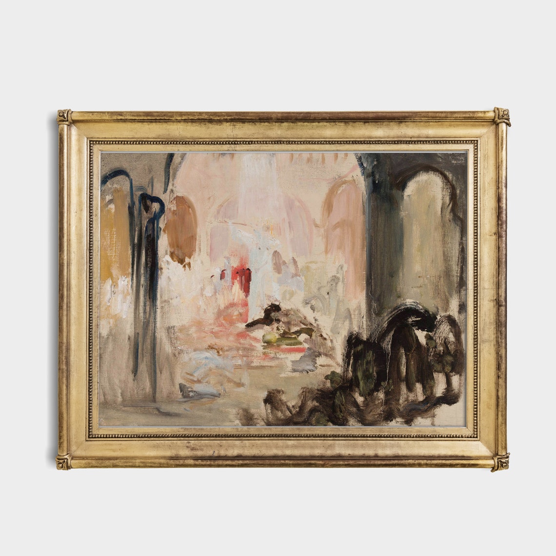 Soft Pastel Cathedral Interior Impressionist Sketch Art Poster - Image 4
