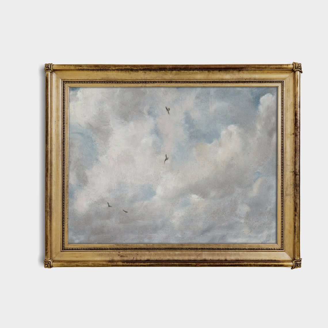 Dramatic Cloud Study With Birds Soaring in Gray Skies Poster - Image 2