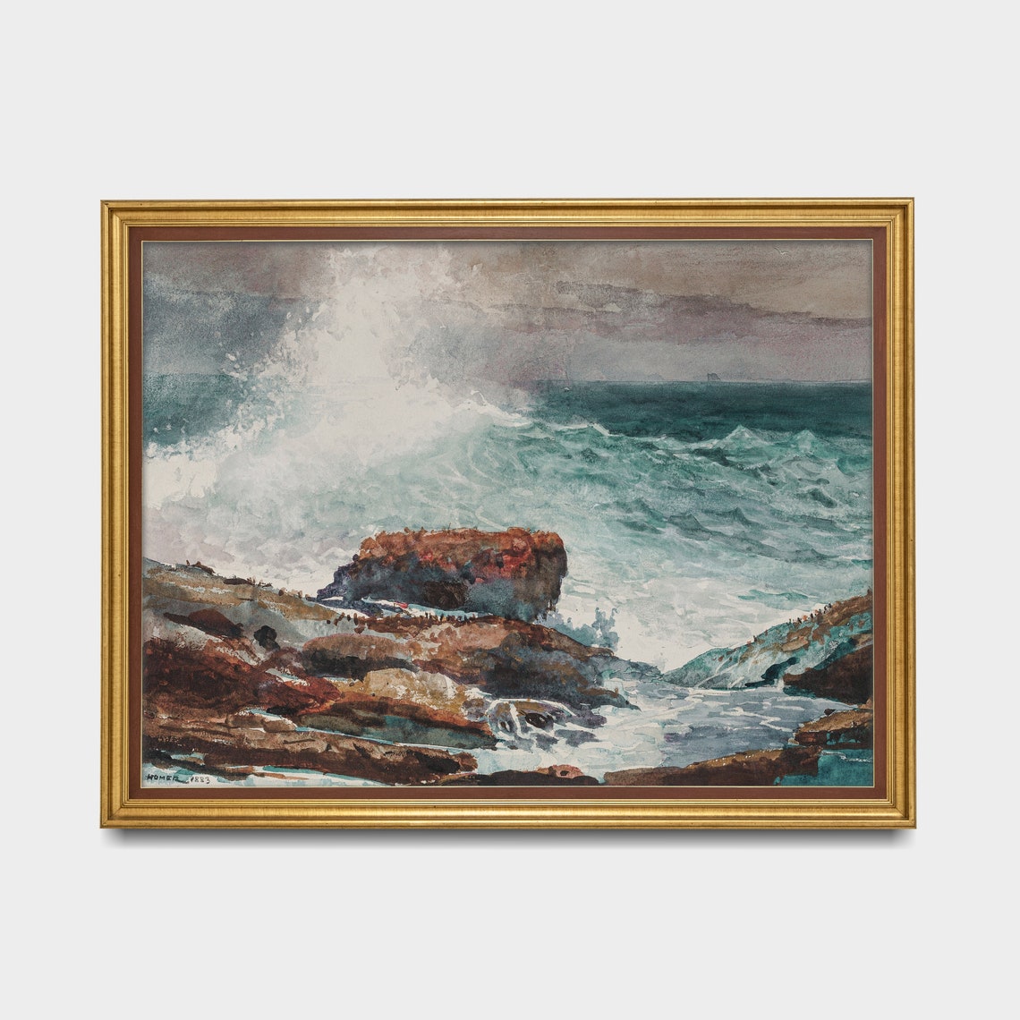 Winslow Homer 1883 Stormy Waves Breaking on a Rocky Coast Poster - Image 3