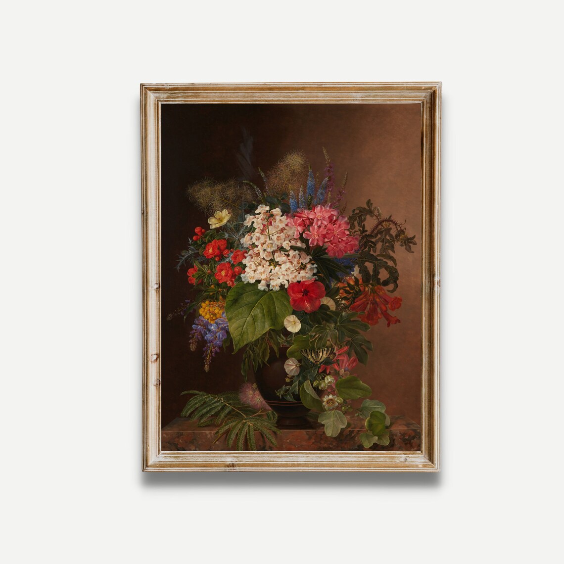 Vintage Floral Still Life, Dark Academia Art Print