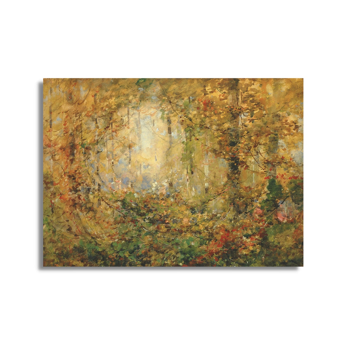 Impressionist Golden Autumn Forest Interior Sunlight Painting Poster - Image 2