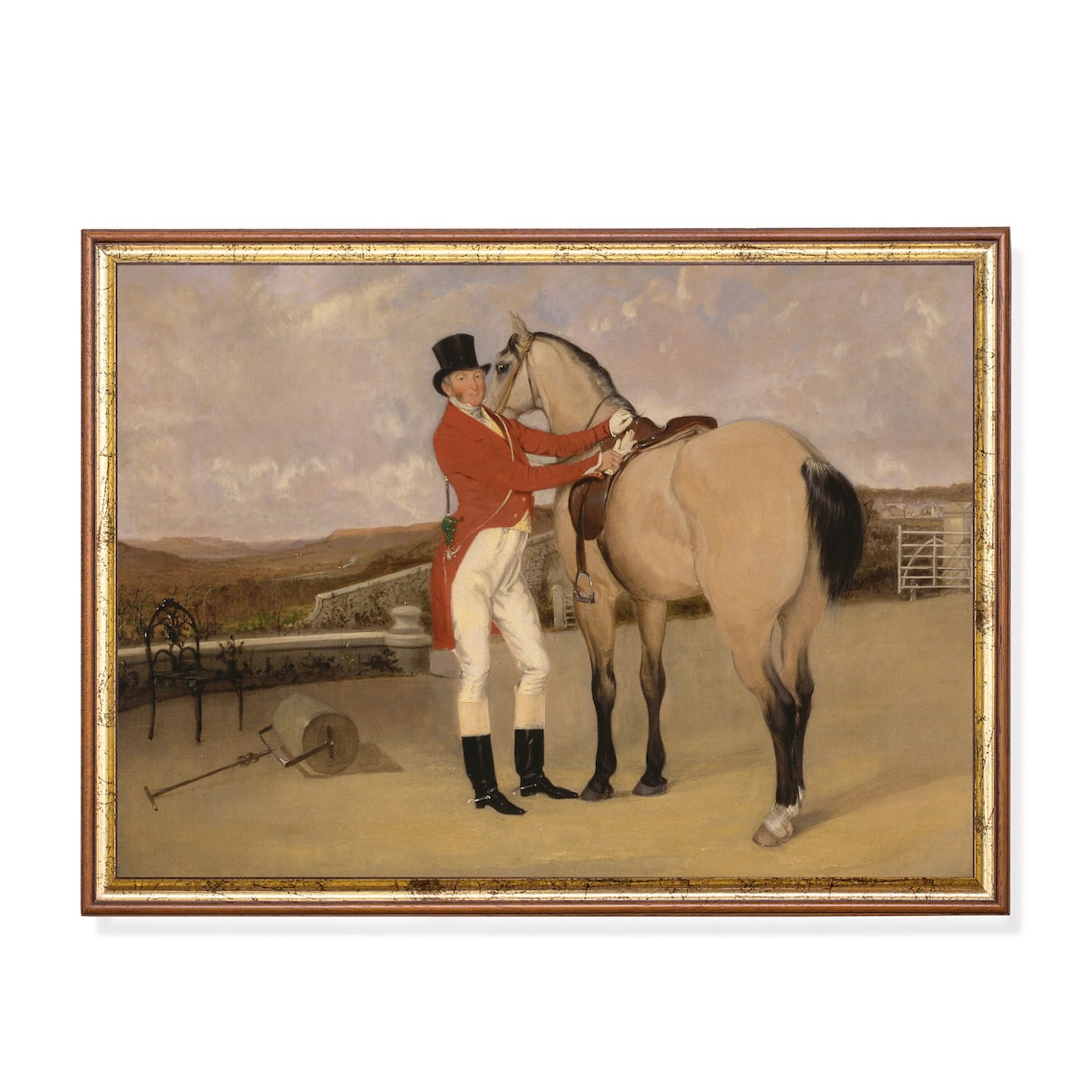 Vintage Equestrian Horse Painting, Rustic Farmhouse Art Print