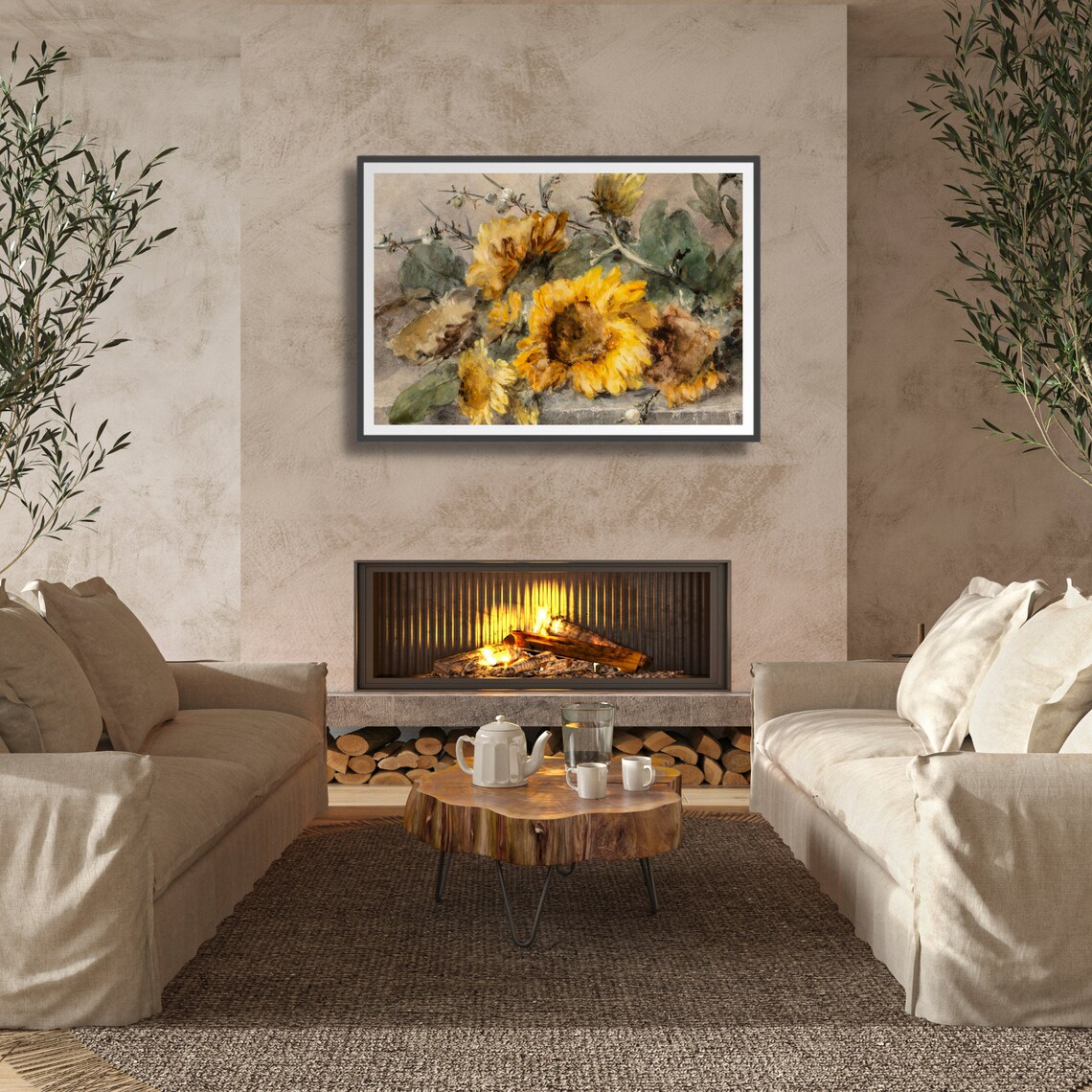 Mailed Print Still Life With Sunflowers Vintage Wall Art Flower Painting Antique Floral Art Printed And Shipped Living Room Art - Image 2