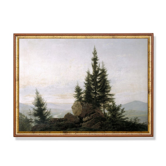 Vintage Landscape Antique Painting Tree Forest Moody Art Wall Art Livingroom Art Oil Painting Print