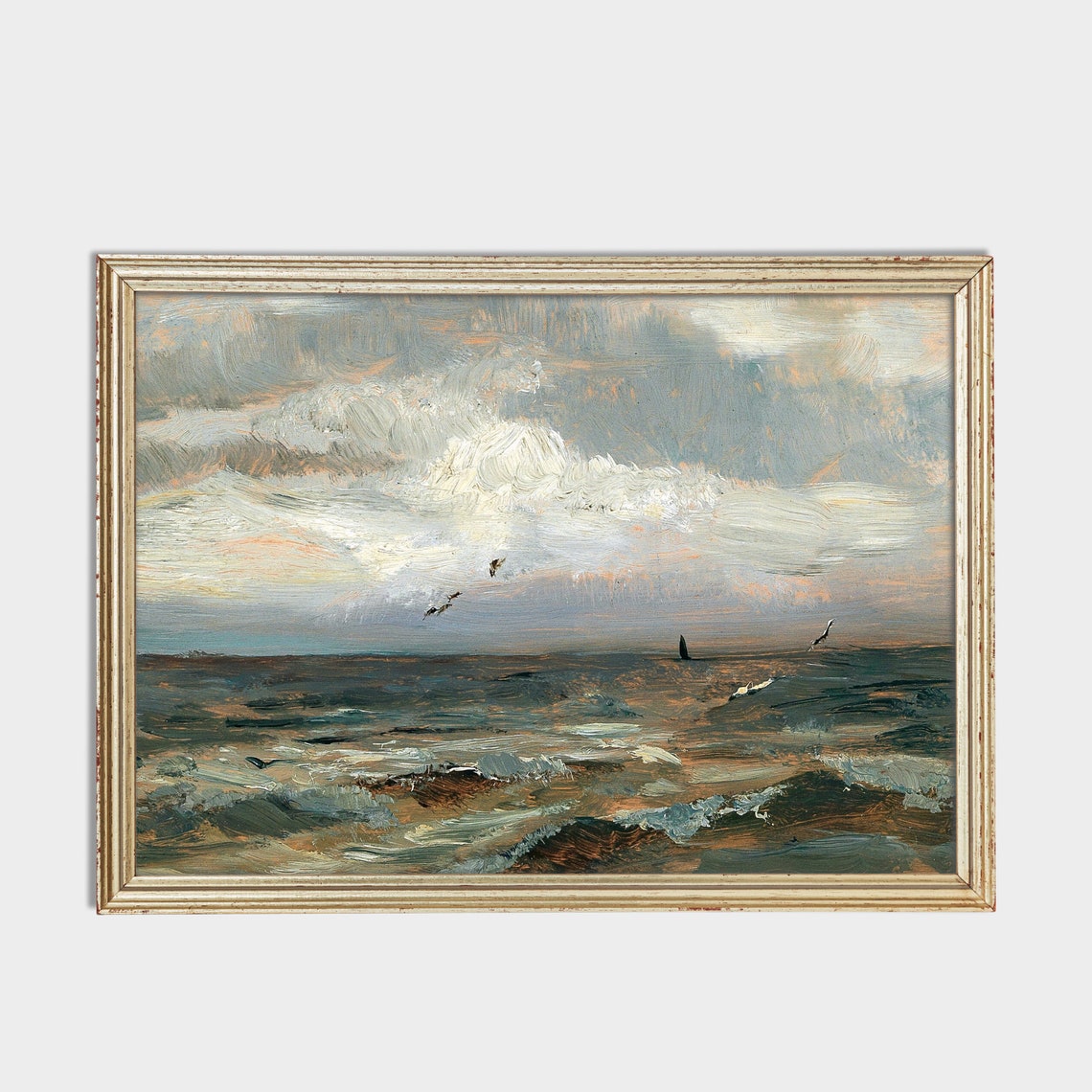 Stormy Sky Over Choppy Sea Impressionist Ocean Painting Art Poster - Image 2