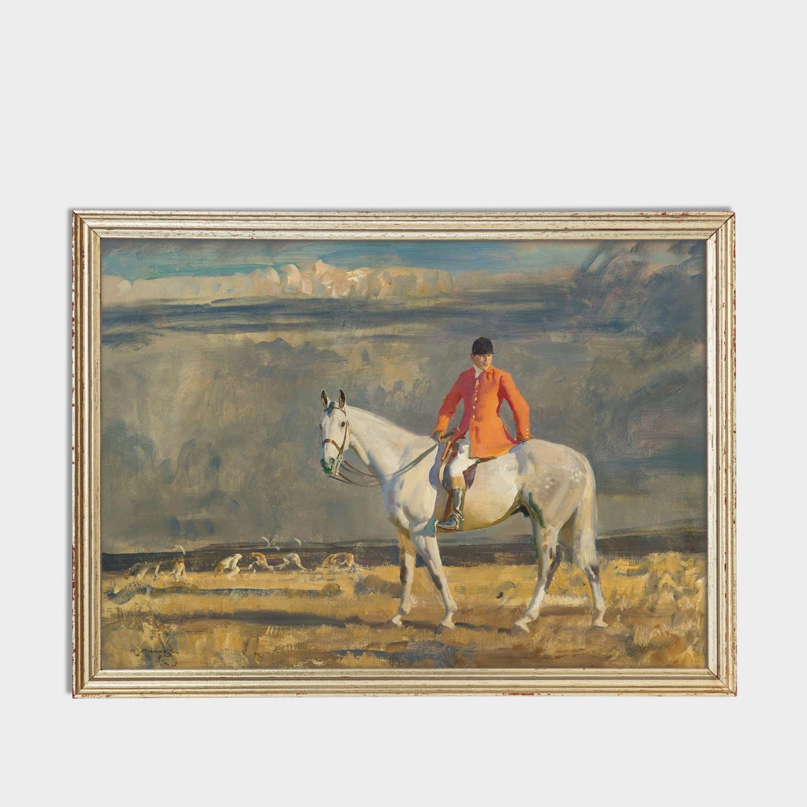 Fox Hunter In Scarlet On A Grey Horse Vintage Equestrian Poster - Image 3