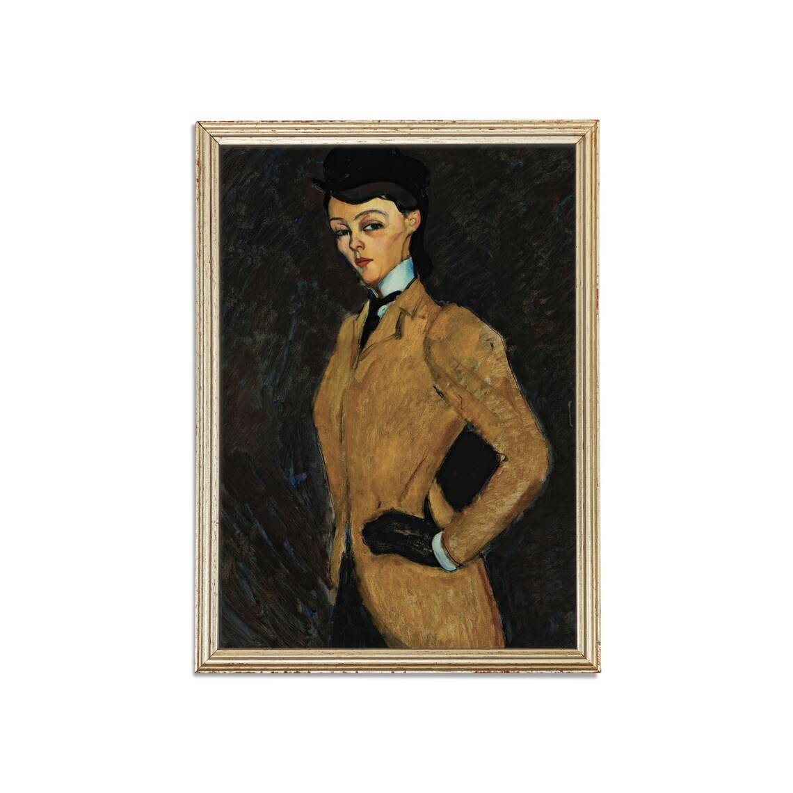 Woman in Riding Jacket and Black Hat Modernist Portrait Poster - Image 5
