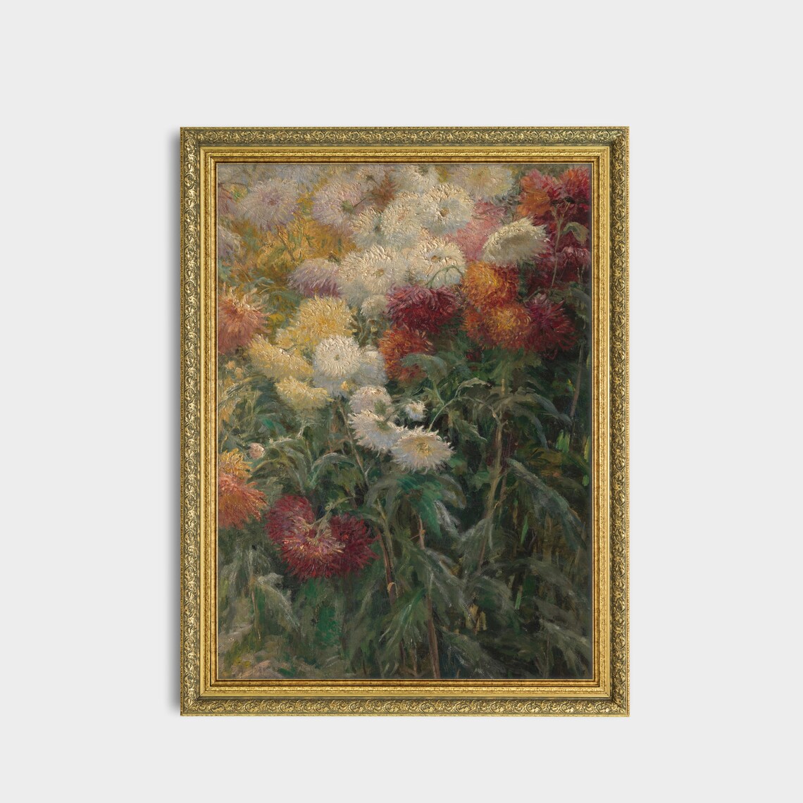 Blooming Chrysanthemum Field in Autumn Vintage Floral Painting Poster - Image 3