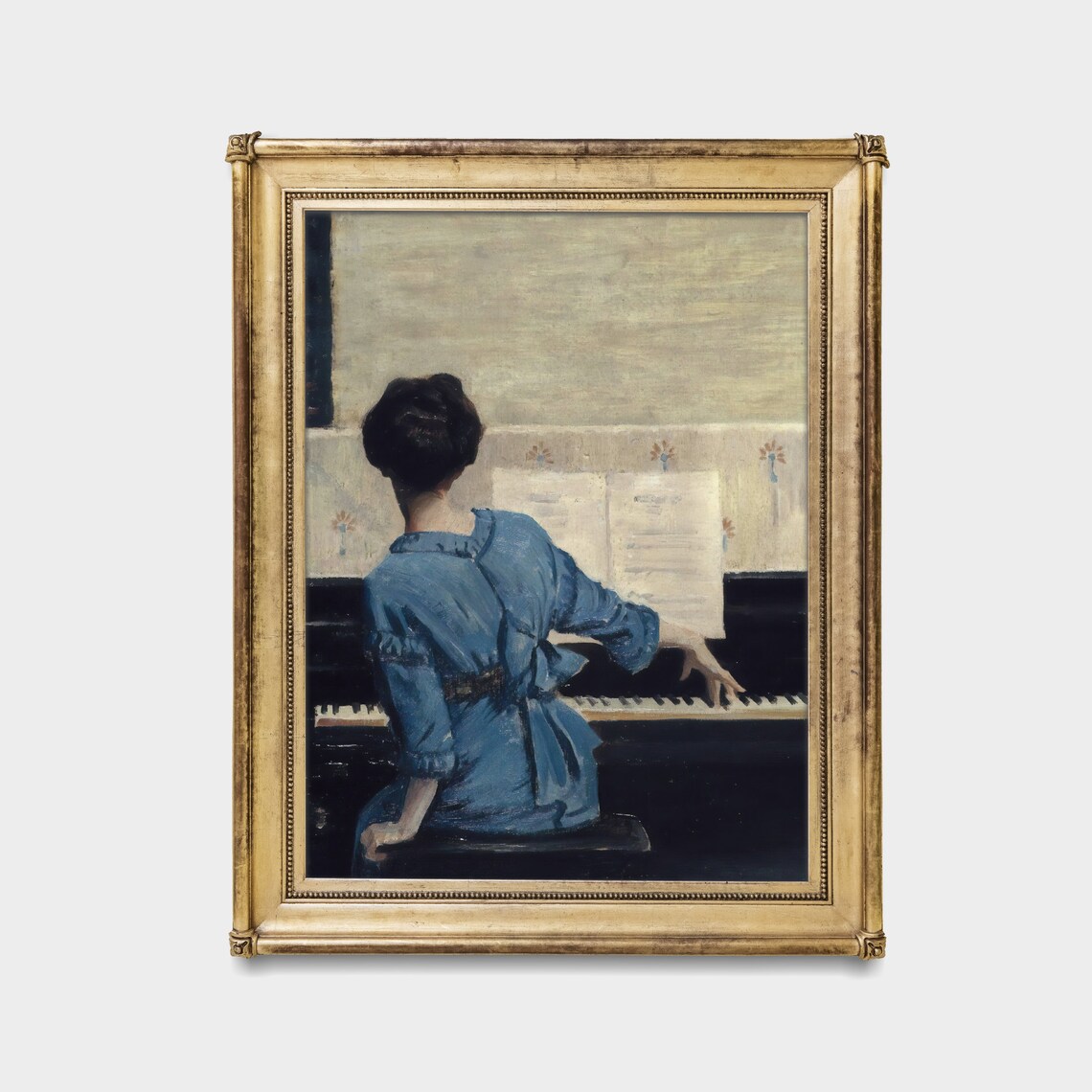 Woman at the Piano, Vintage Moody Rustic Art Print - Image 2