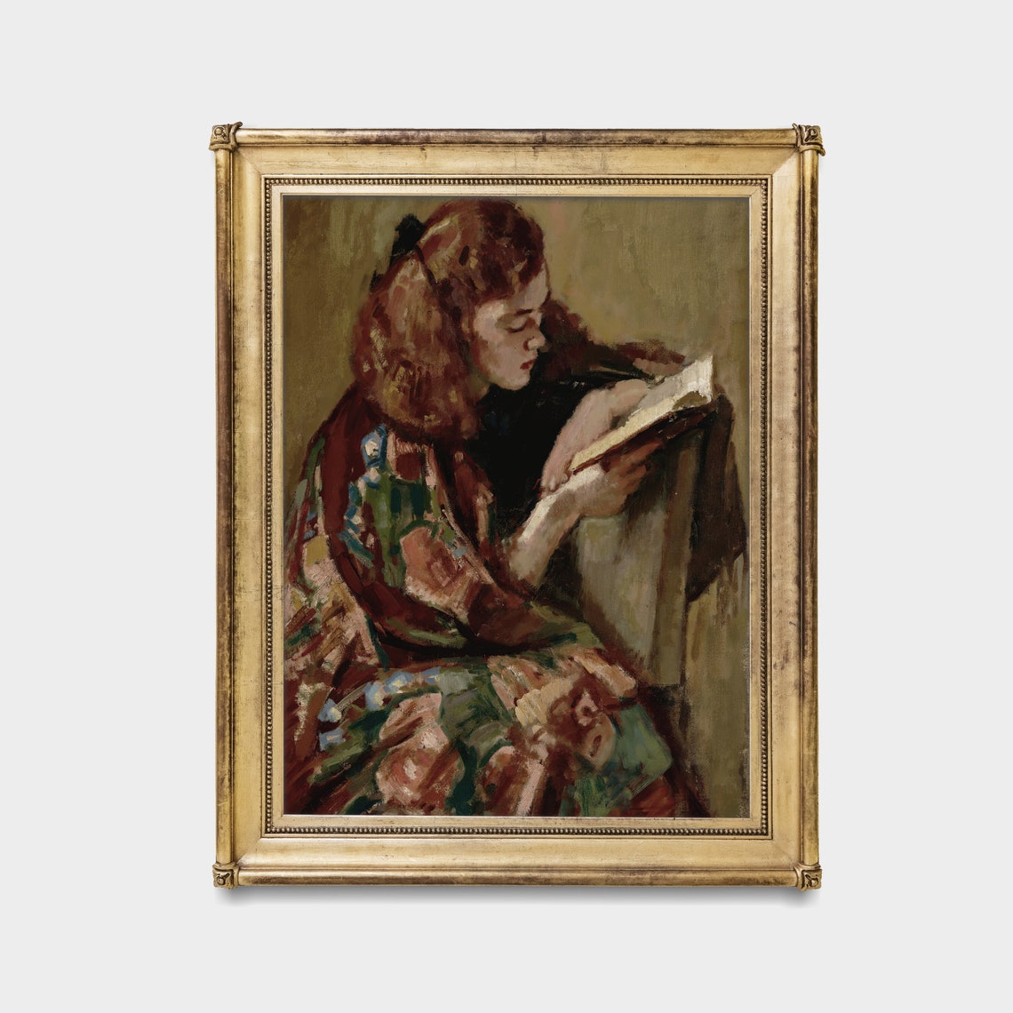 Woman Reading A Book In Floral Kimono Impressionist Painting Poster - Image 4