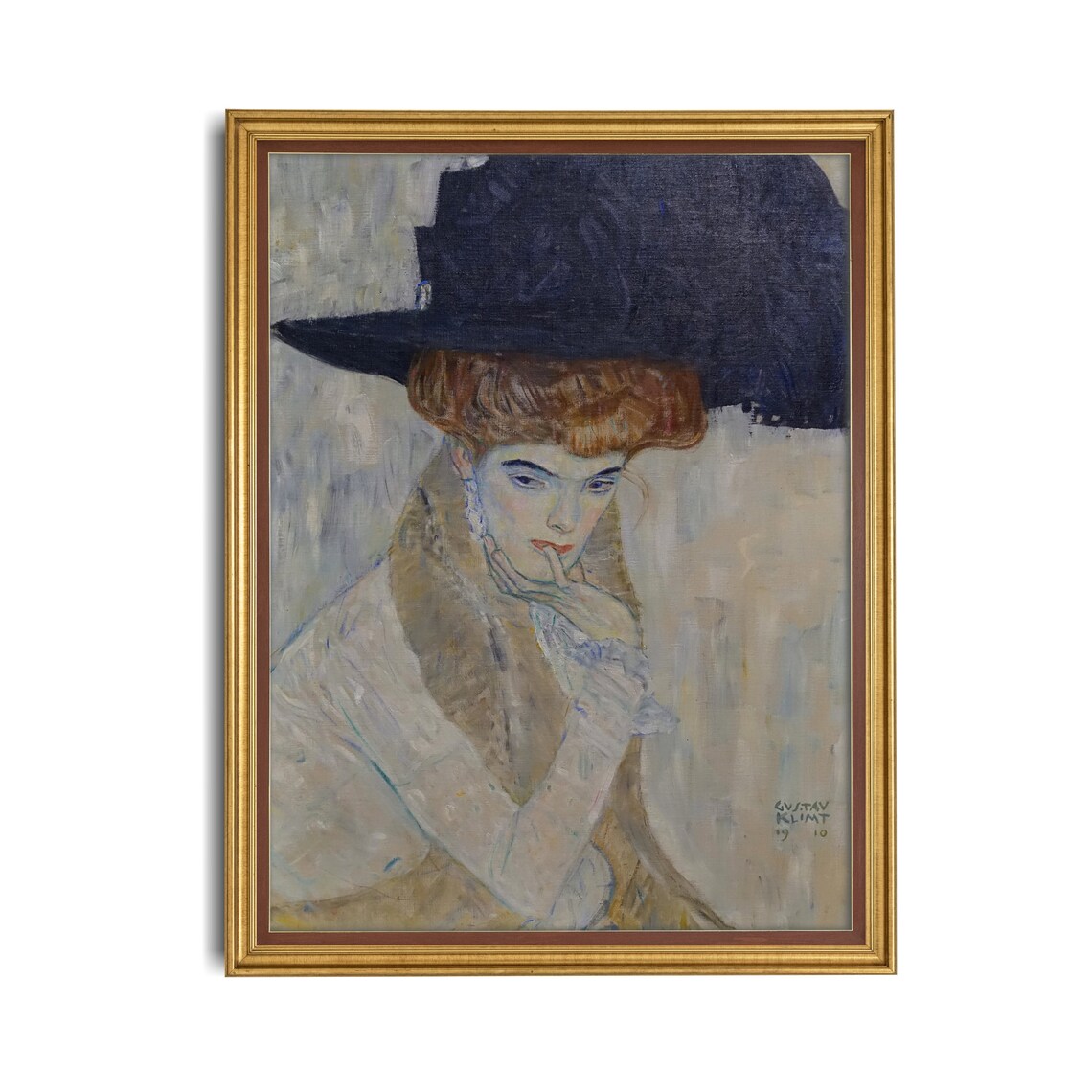 Woman in a Black Feather Hat Gustav Klimt 1910 Portrait Poster - Image 4
