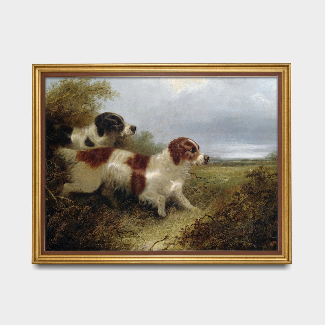 Vintage Dogs Painting Printed And Shipped Moody Rustic Animal Print Country Landscape Oil Painting Farmhouse Decor Physical Prints - Image 3