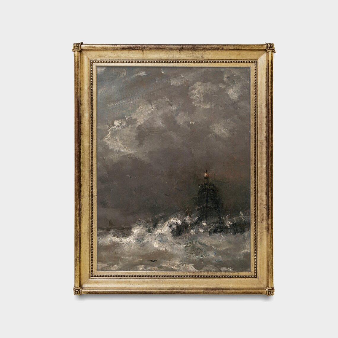 Stormy Lighthouse Tower Amid Crashing Ocean Waves Seascape Poster - Image 3