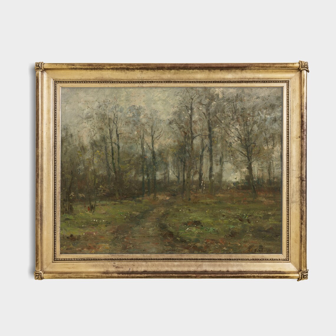 Misty Autumn Forest In Soft Fog Vintage Woodland Landscape Poster - Image 2