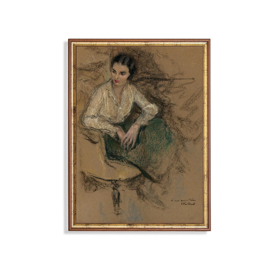 Seated Woman Charcoal Sketch Study Signed Edouard Vuillard Poster