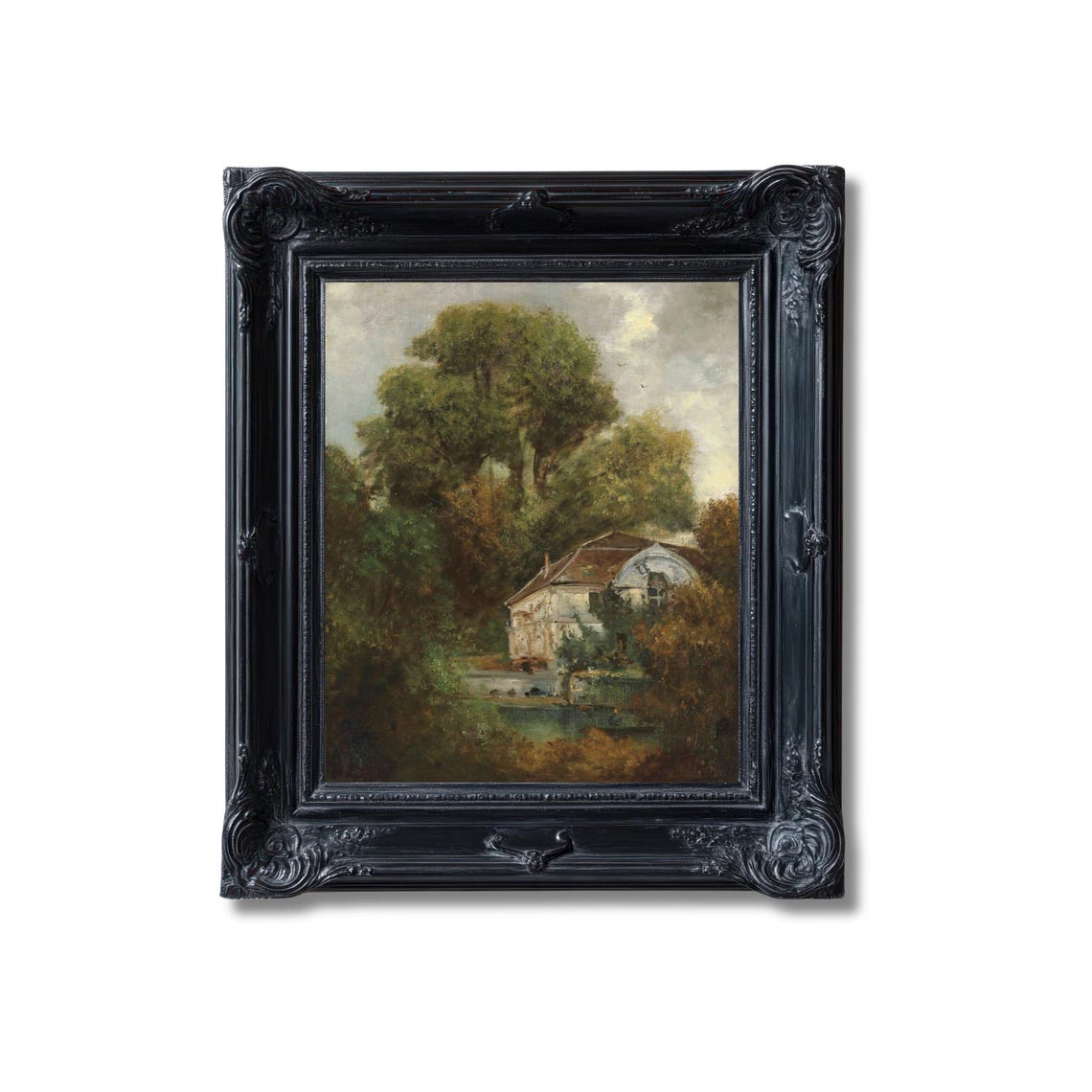 Vintage Countryside Cottage Lush Trees Rustic Landscape Poster - Image 2