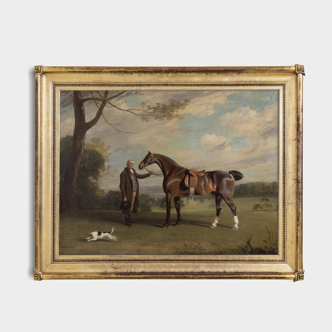 Antique English Gentleman With Saddled Bay Horse and Terrier Poster - Image 4