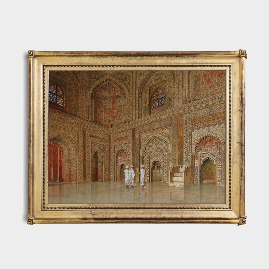 Ornate Mughal Palace Hall Antique Indian Architecture Painting Poster - Image 2