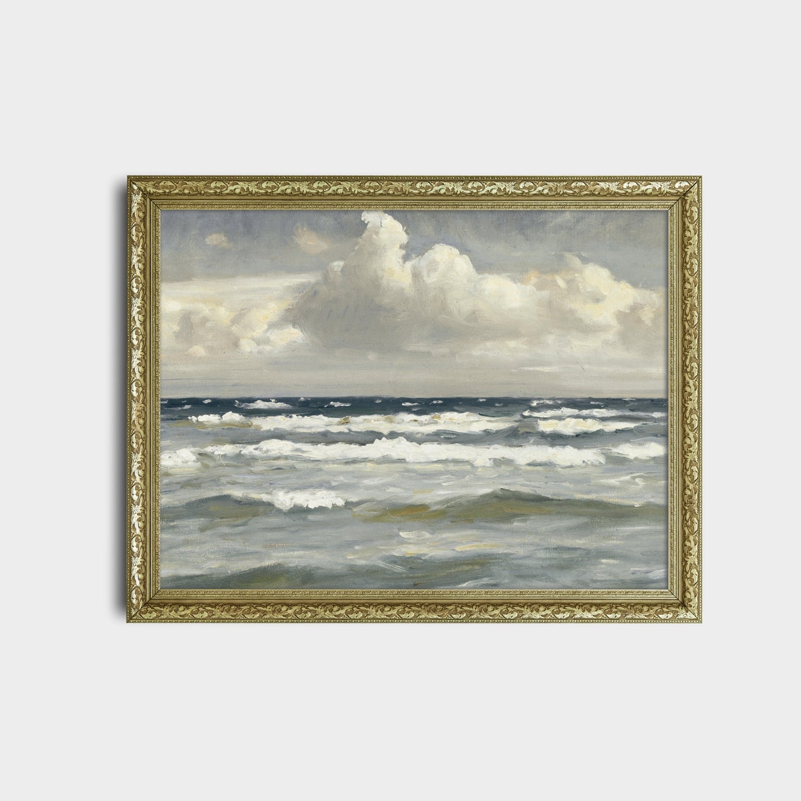 Foaming Whitecaps on the Open Sea Antique Seascape Painting Poster - Image 2