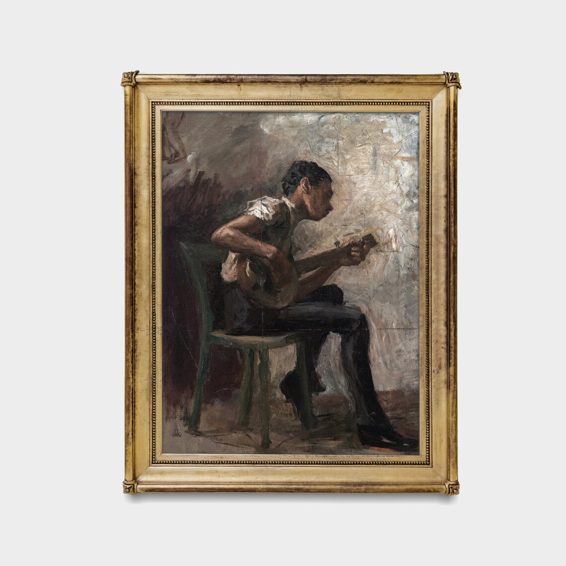 Vintage Man Playing Guitar Portrait Art Print - Image 2