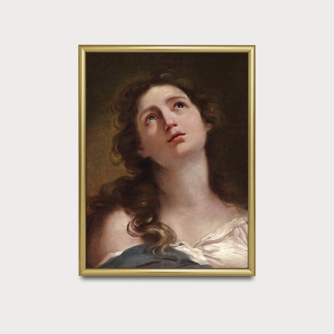 Young Woman Gazing Upward with Soulful Eyes Baroque Portrait Poster - Image 5