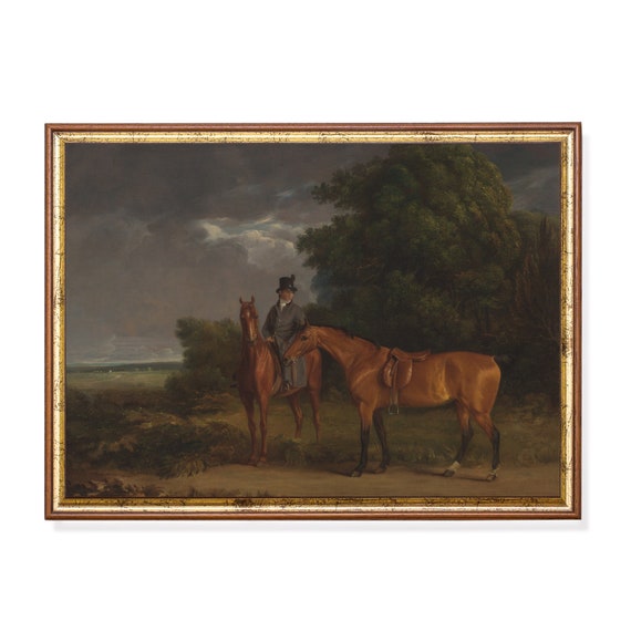 Printed And Shipped Vintage Horse Painting Antique Equestrian Print Moody Rustic Art Farmhouse Decor Fine Art Physical Prints
