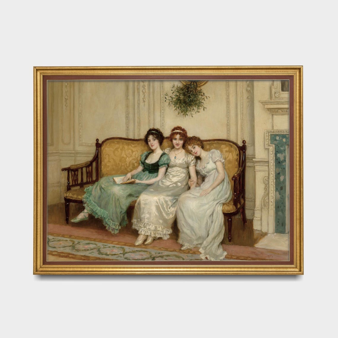 Antique Painting Of Three Women Relaxing On A Sofa Wall Poster - Image 5