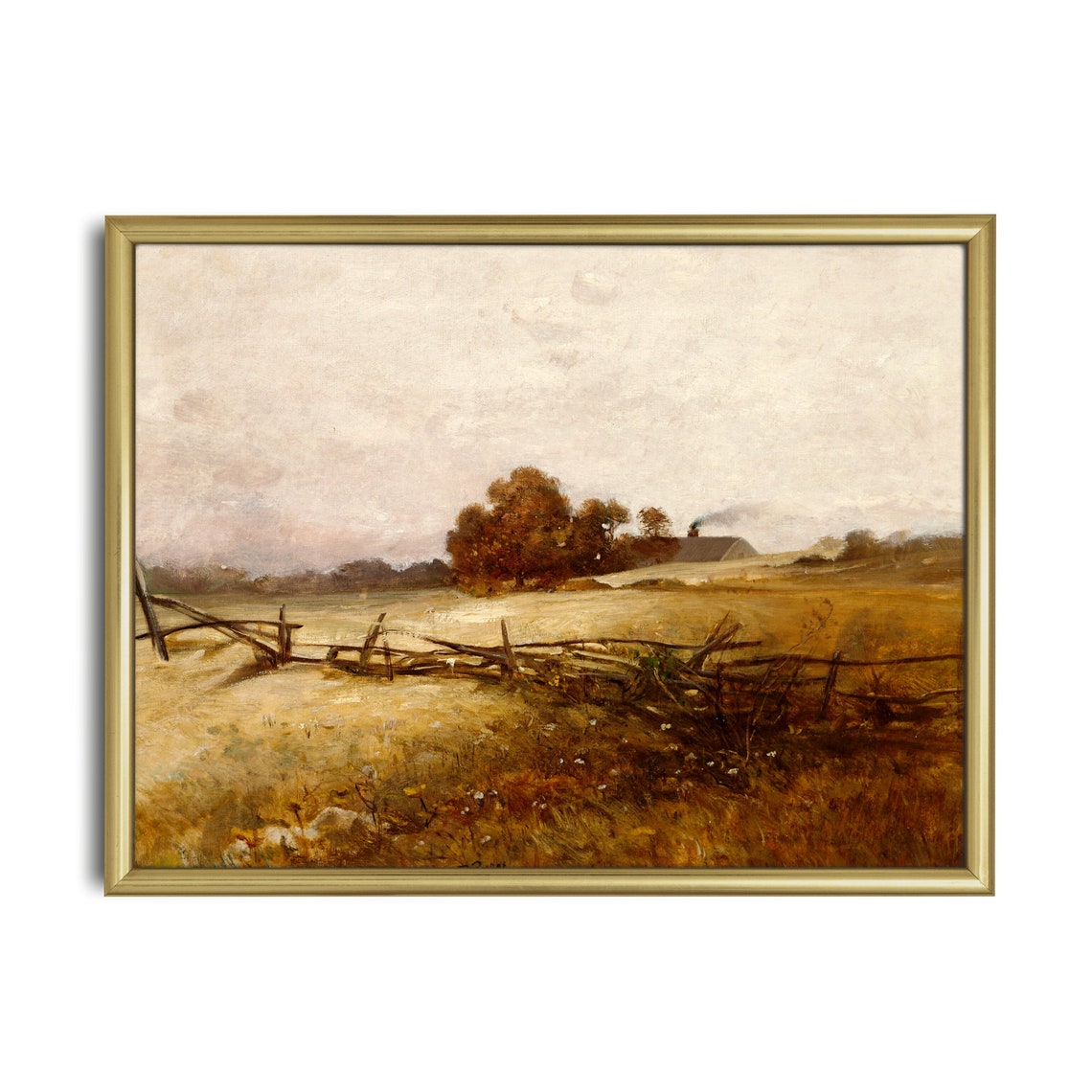 Golden Autumn Field With Split Rail Fence Vintage Farm Poster - Image 3