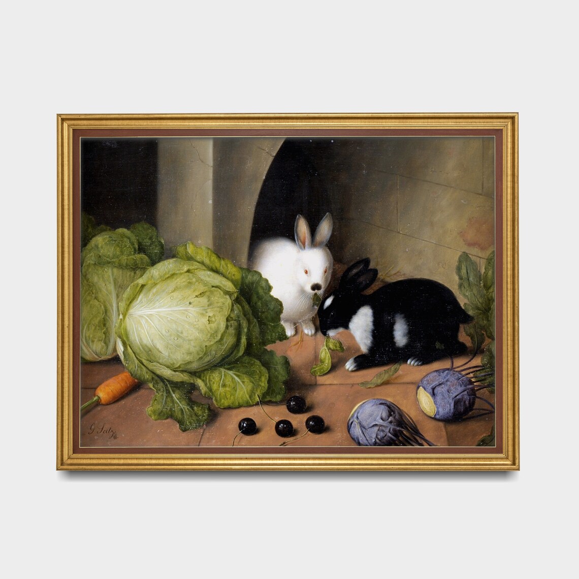 Mailed Vintage Rabbit Painting, Rustic Farmhouse Art Print - Image 3