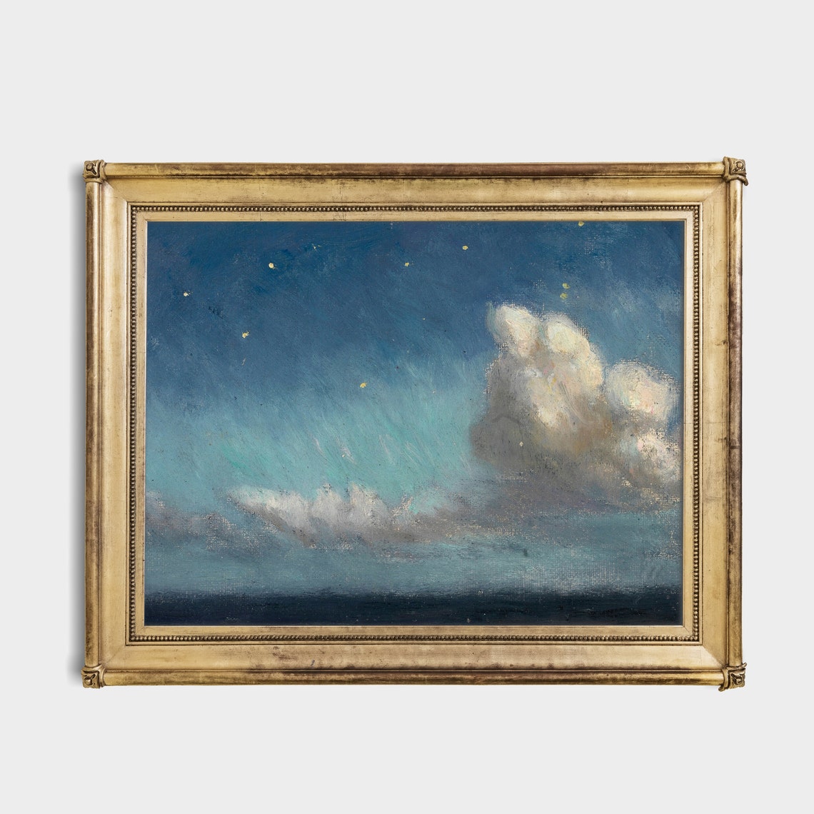 Printed And Shipped Vintage Moonlight Painting Antique Clouds Print Moody Rustic Fine Artwork Farmhouse Decor Physical Prints - Image 2